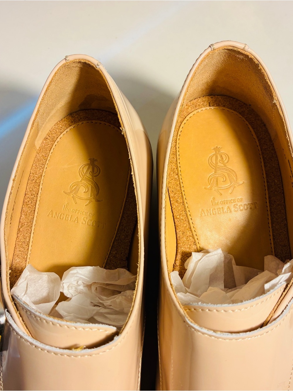 The Office of Angela Scott Mr. Sterling Double Monk Strap Nude Metallic Size 40 - Picture 8 of 12